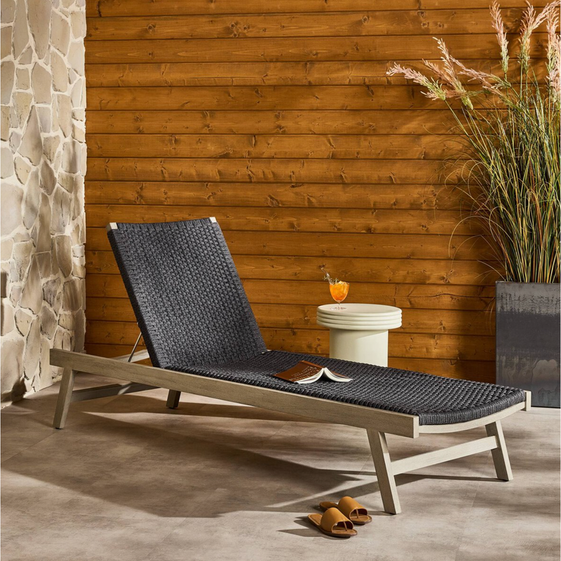 Delano Outdoor Chaise in Weathered Grey
