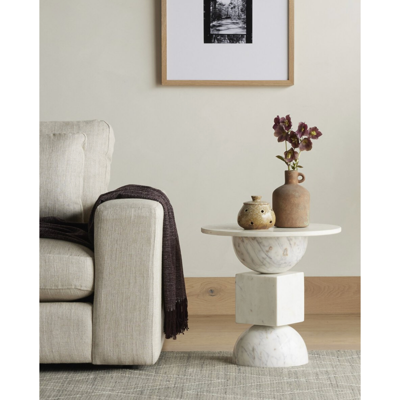 Neda End Table in White Marble