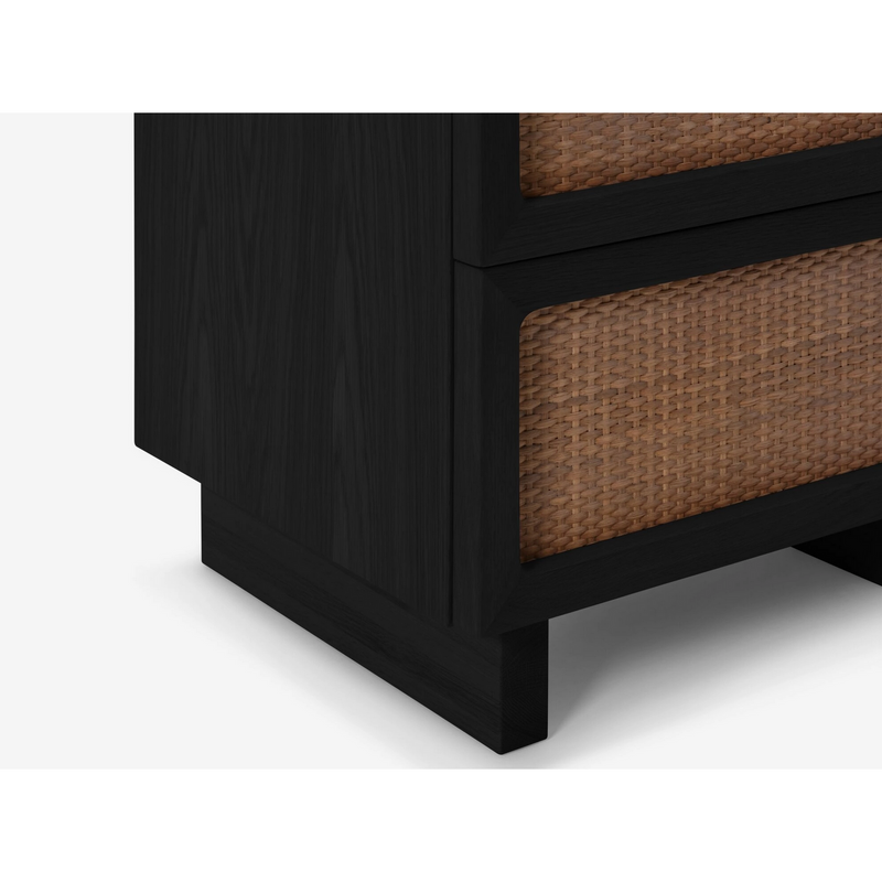 Stadium Double Drawer Nightstand in Black Oak