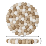 Modwool Felt Ball Round 8" Trivet - Taupe / White