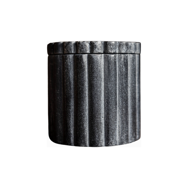 Fluted Jar Canister - Black Marble