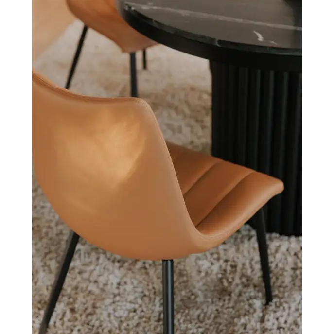 Alibi Dining Chair in Tan Faux Leather - Set Of Two