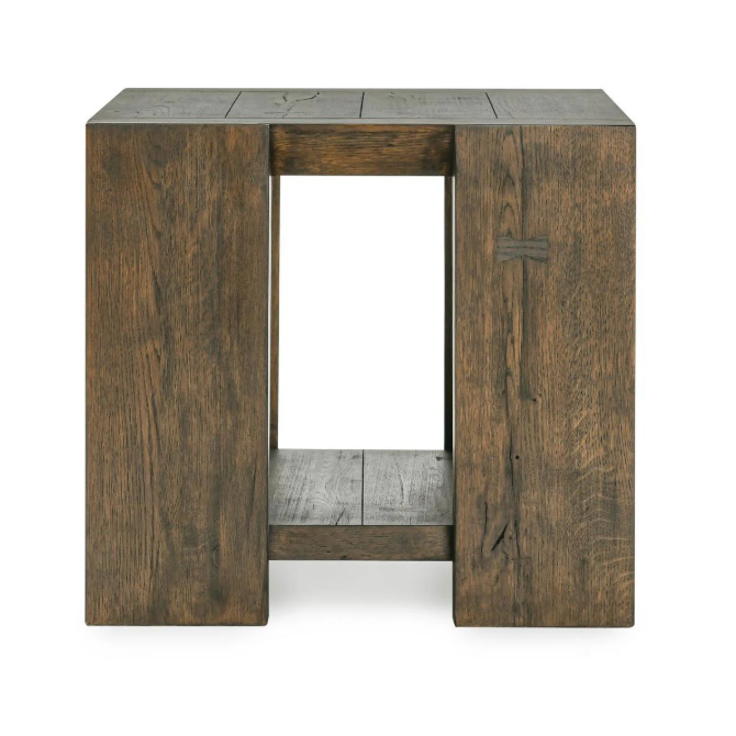 Troy End Table In Suede Brown