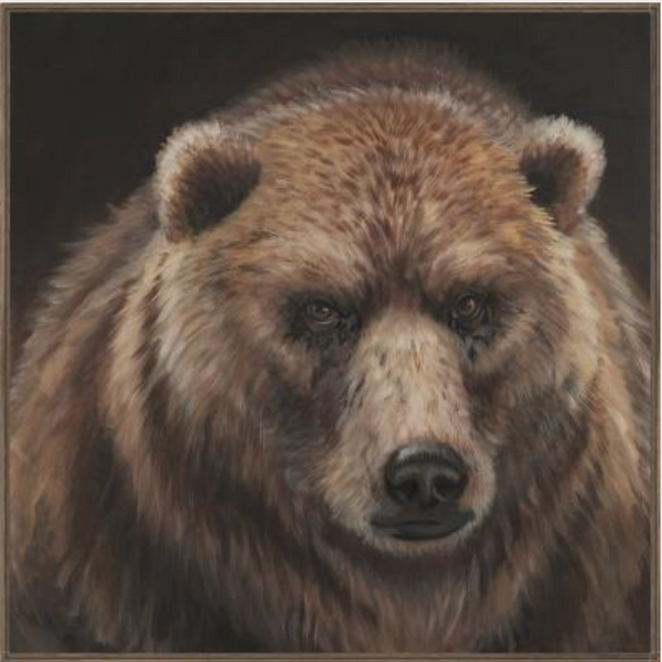 Yo Bear! with Owl Brown Barnwood Frame