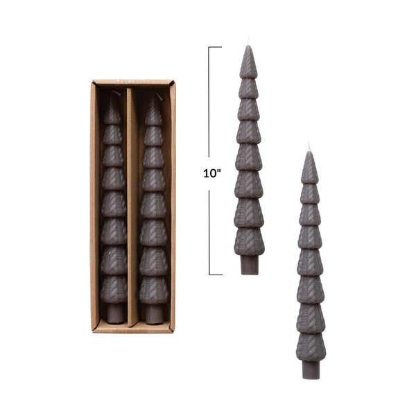 Unscented Tree Shaped Taper Candles - Pewter