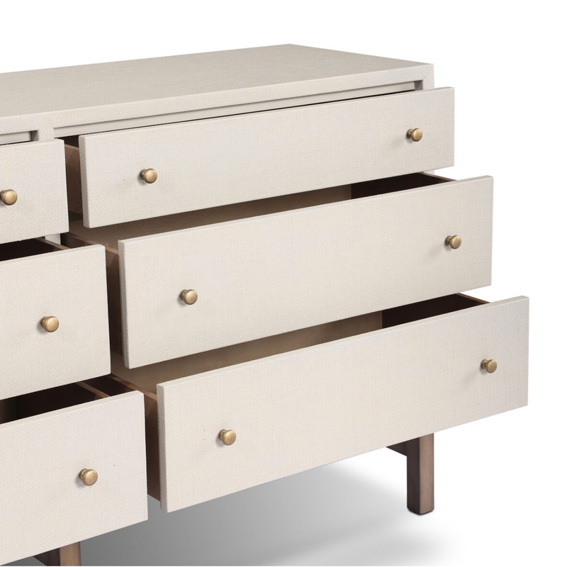 Fiona 6 Drawer Dresser in Ivory Painted Raffia