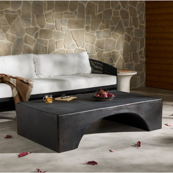 Palumbo Outdoor Coffee Table in Distressed Bronze