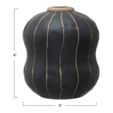 Stoneware Vase with Wax Relief Stripes