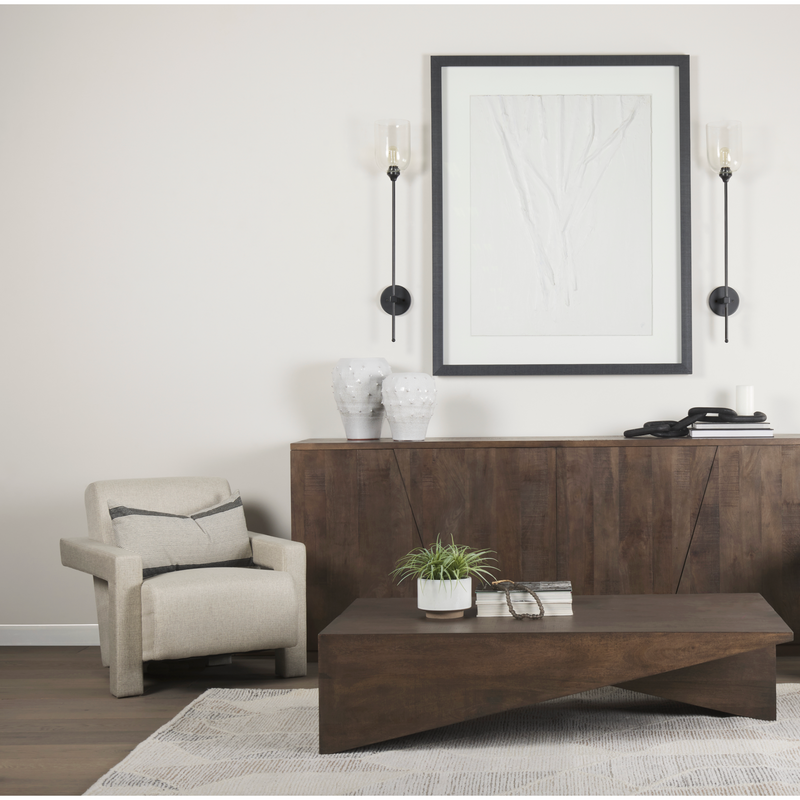 West Medium Brown Wooden Angled Coffee Table