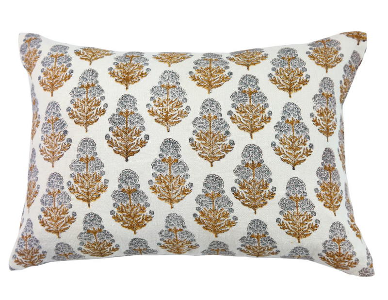 Margot Mustard on White Cushion