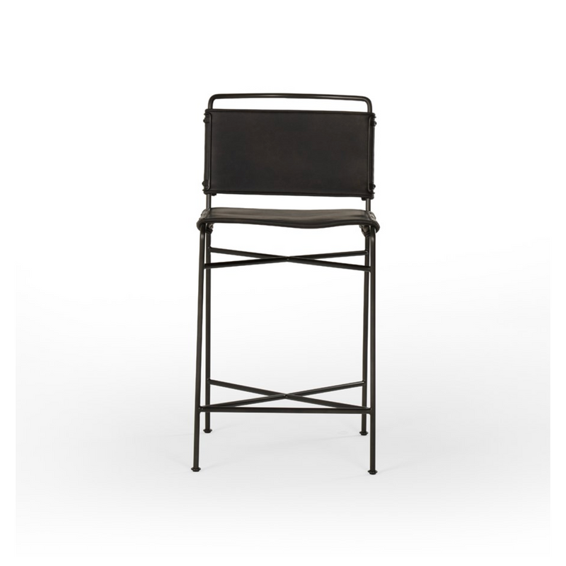 Wharton Counter Stool in Distressed Black