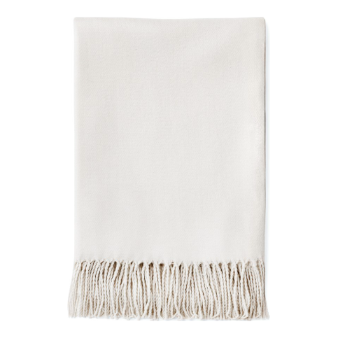 Ecru Throw Blanket with Fringes