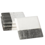 Two Tone Marble Square Coasters 4 Piece Set