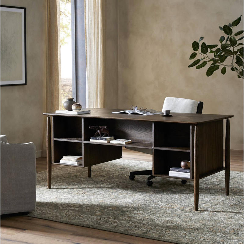 Markia Executive Desk in Aged Oak Veneer