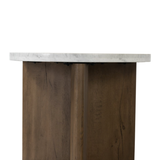 Toli End Table in Italian White Marble/Rustic Fawn