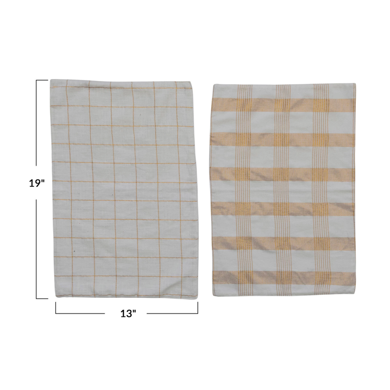 Woven Cotton Placemat w/ Metallic Gold Thread - Cream