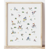 Mountain Bikers Watercolour Print