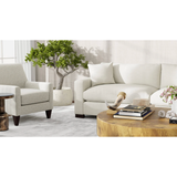 Custom Retreat Sectional - Gr.8 Wesley Linen - LAF One Arm Loveseat + RHF End Chaise - Uptown Light Legs