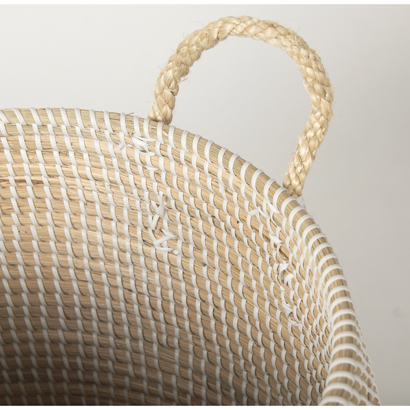 Kairi Seagrass Floor Baskets w/ Lids and Handles