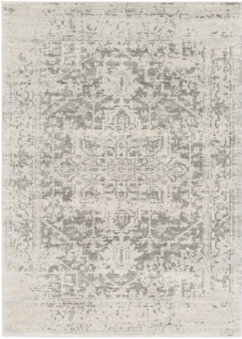 Harput Rug in Medium Gray/Light Beige