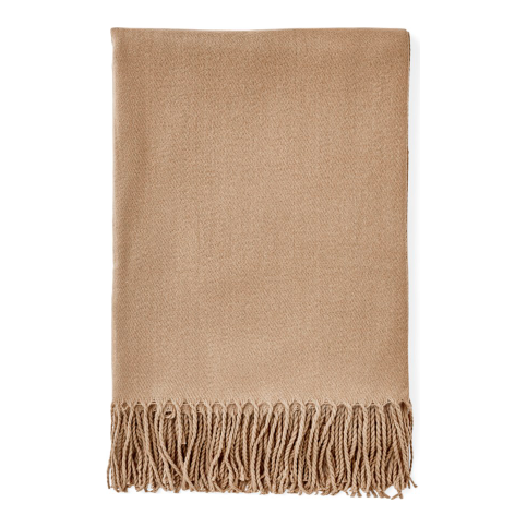 Tan Throw Blanket with Fringes