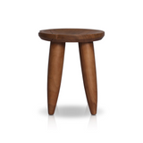 Zuri Round Outdoor End Table in Aged Natural Teak