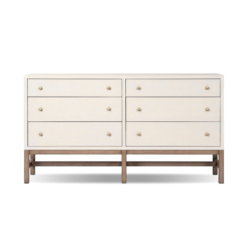 Fiona 6 Drawer Dresser in Ivory Painted Raffia