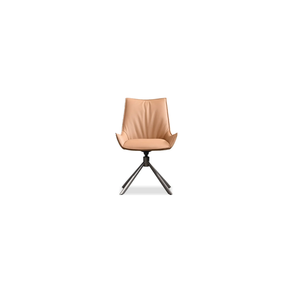 Giulia 360 Swivel Dining Chair in Irish Rum Leather and with Antique Bronze Powder Coated Steel Base