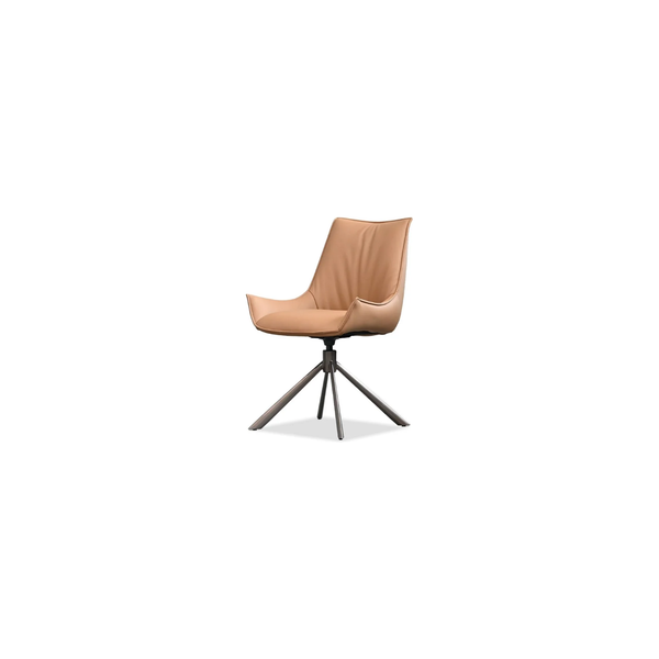 Giulia 360 Swivel Dining Chair in Irish Rum Leather and with Antique Bronze Powder Coated Steel Base