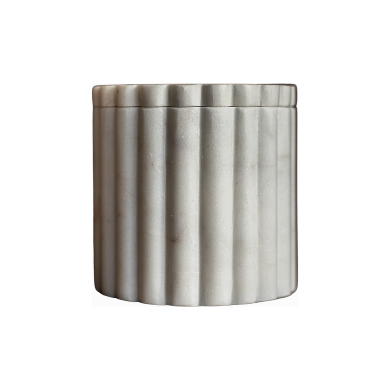 Fluted Jar Canister - White Marble