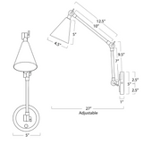Sal Task Sconce in Natural Brass
