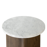 Toli End Table in Italian White Marble/Rustic Fawn