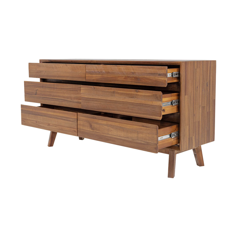 Gia 6 Drawer Dresser in Warm Pecan