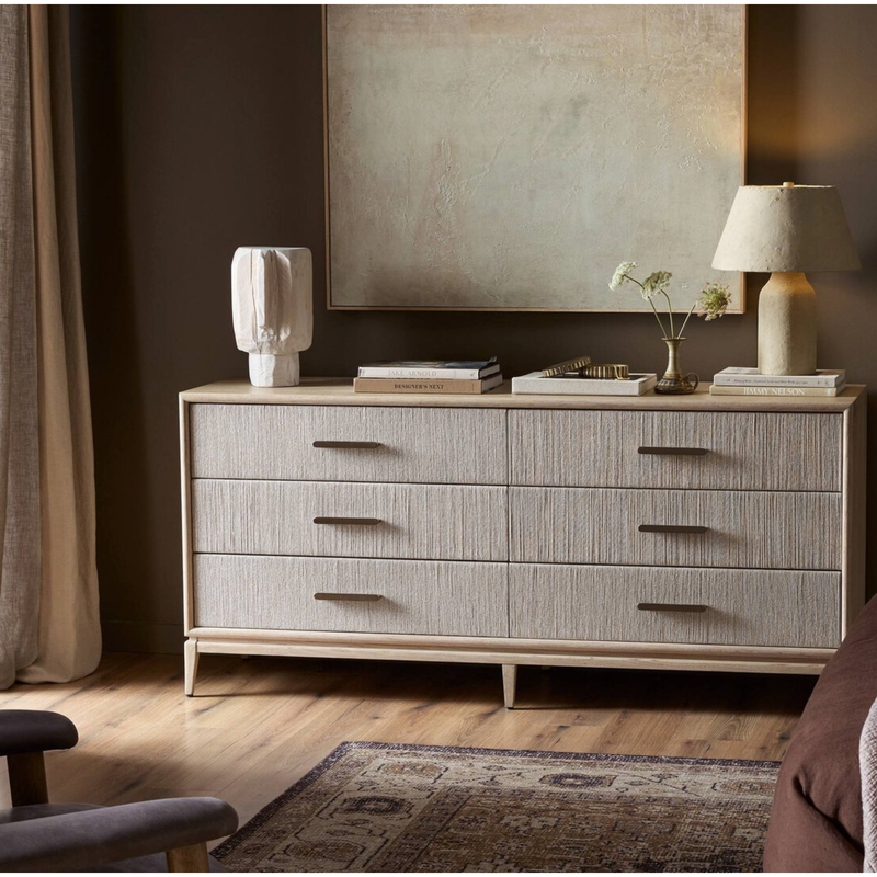 Rosenell 6 Drawer Dresser in Natural Oak Veneer