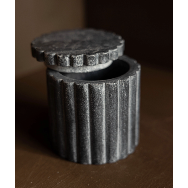 Fluted Jar Canister - Black Marble