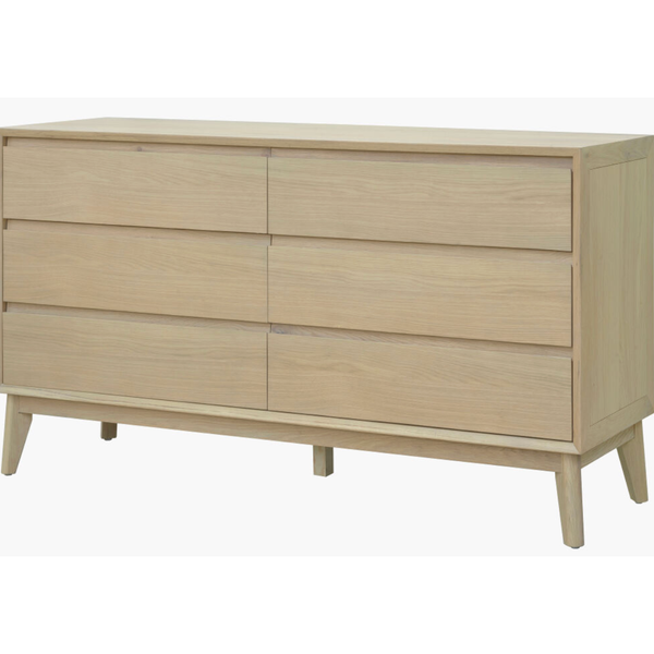 Pryce 6 Draw Dresser in Brown Natural Oak