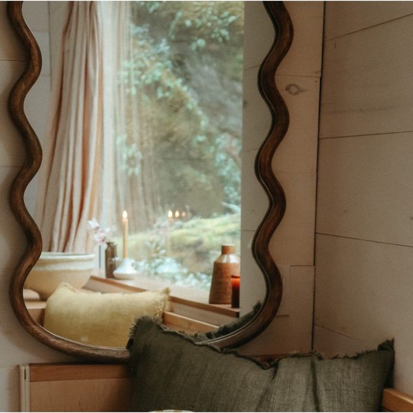 Wavy Wooden Mirror