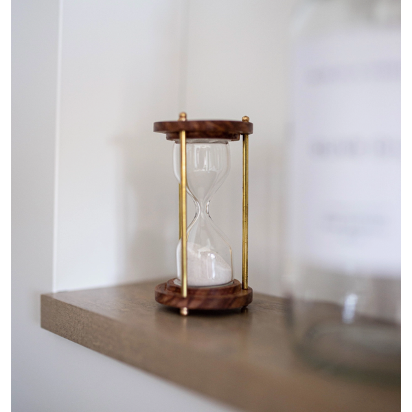 Brass & Wood Antique Hourglass