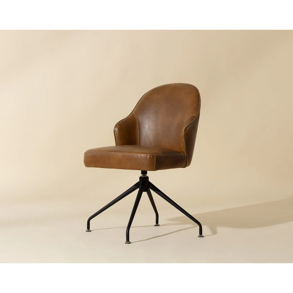 Bretta Swivel Dining Chair in Tobacco Tan Faux Leather