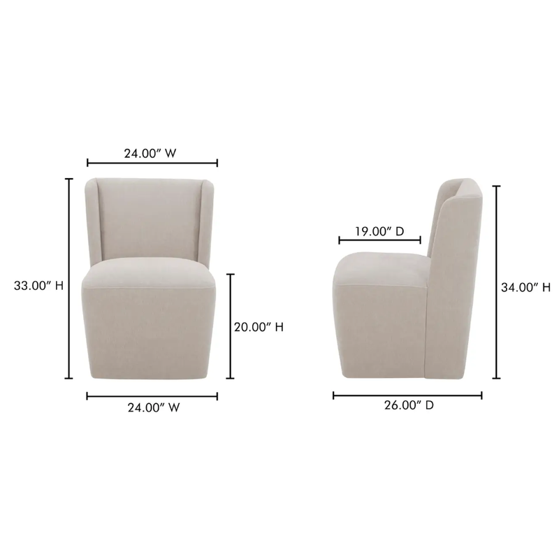 Cormac Rolling Dining Chair - Warm Sand