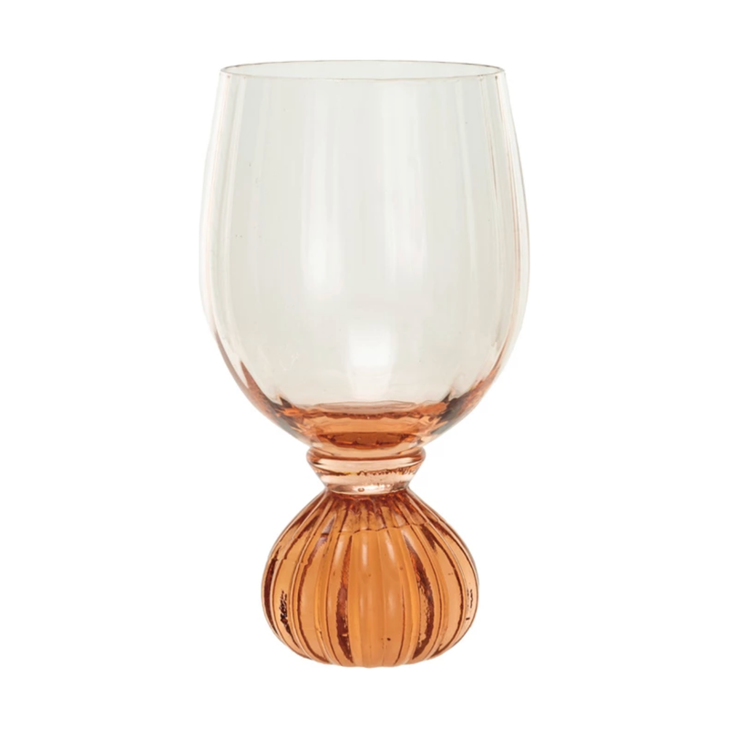 8 oz. Ribbed Footed Wine Glass, Pink