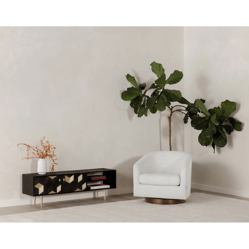 Oscy Swivel Chair in Splashed White