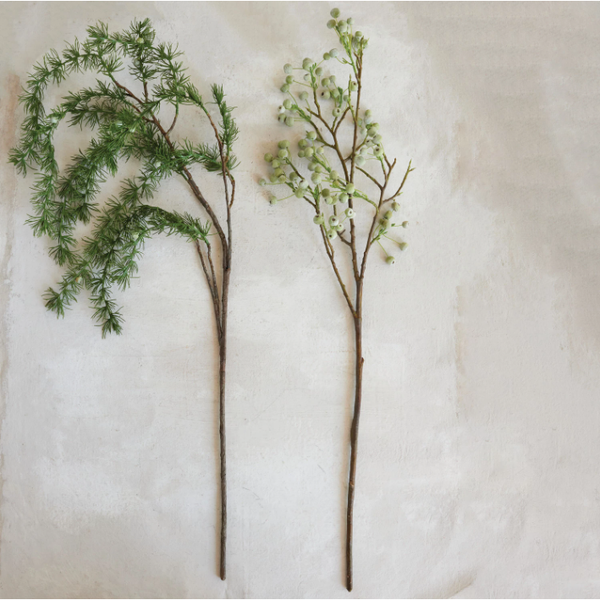 Faux Berry Branch in Green