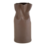 Cinched Ceramic Vase - Matte Brown