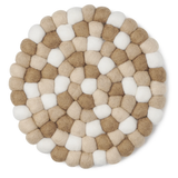 Modwool Felt Ball Round 8" Trivet - Taupe / White