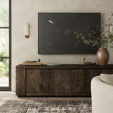 Abaso Media Console in Ebony Rustic