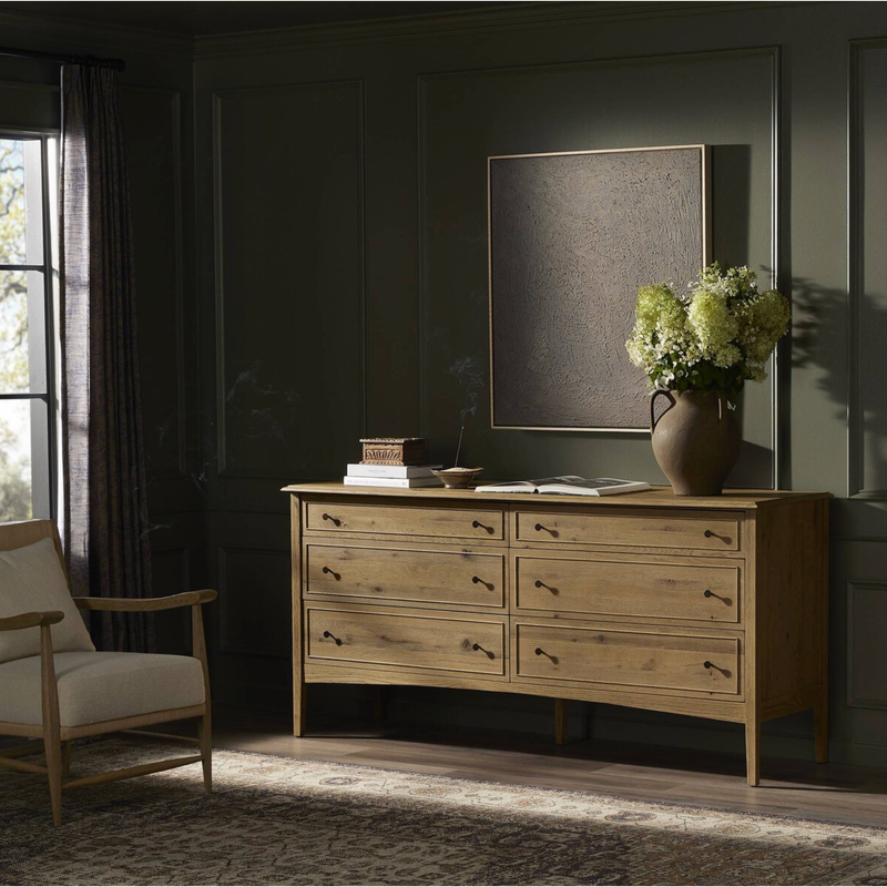 Maggie 6 Drawer Dresser in Aged Smoked Oak