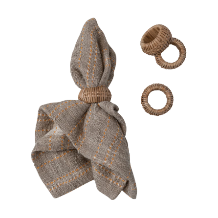 Hand-Woven Rattan Napkin Rings, Natural, Set of 4