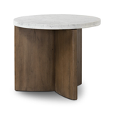 Toli End Table in Italian White Marble/Rustic Fawn