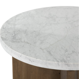Toli End Table in Italian White Marble/Rustic Fawn